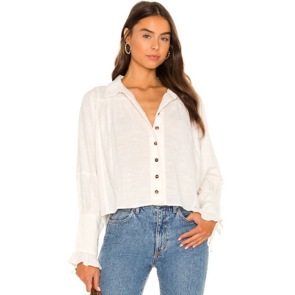 NWT New $98 Free People Kiss Kiss Ivory Blouse Size XS